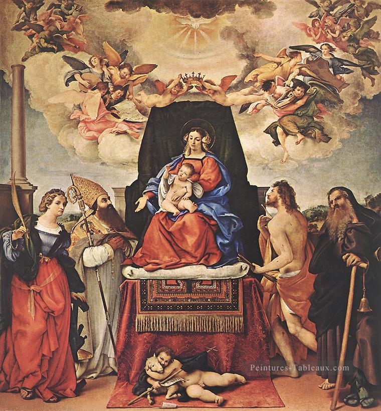 Vierge à l’Enfant avec Saints 1521II Renaissance Lorenzo Lotto Peintures à l'huile